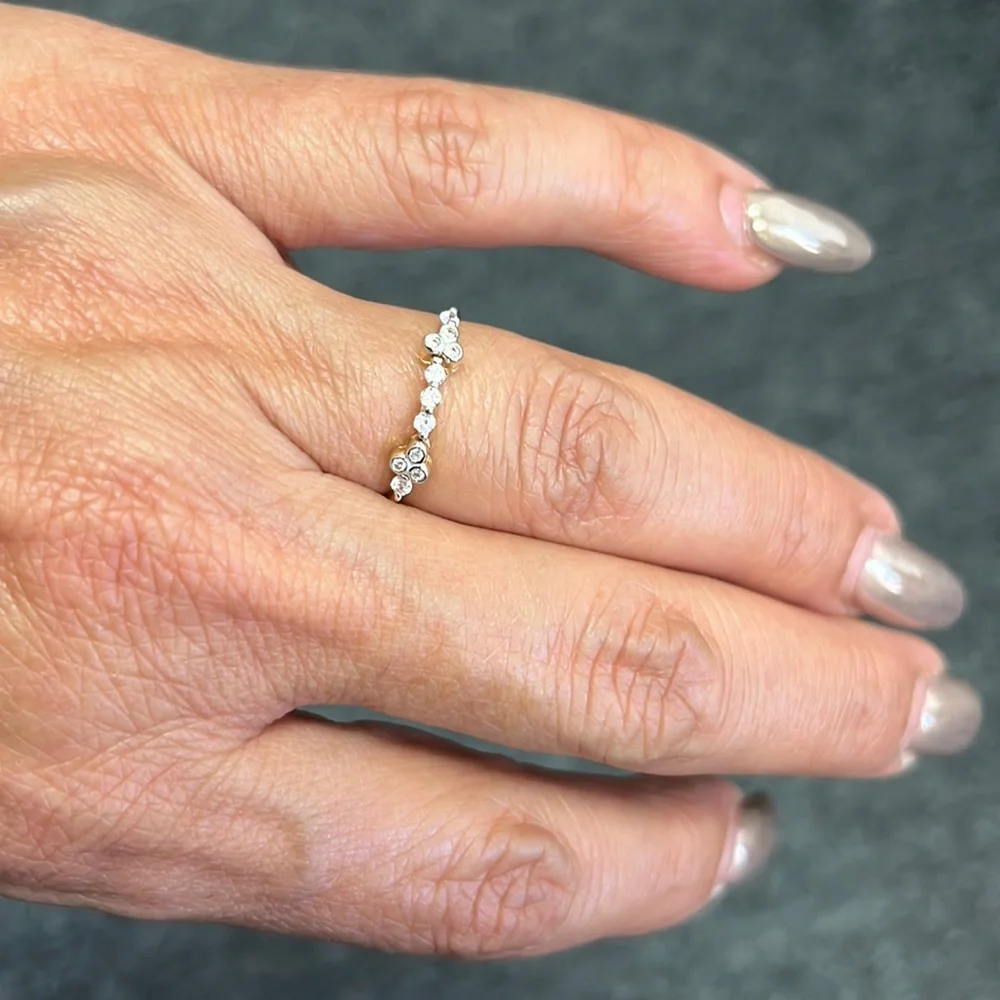 14K Gold Stackable Ring Band Flower CZ Ring all sizes available